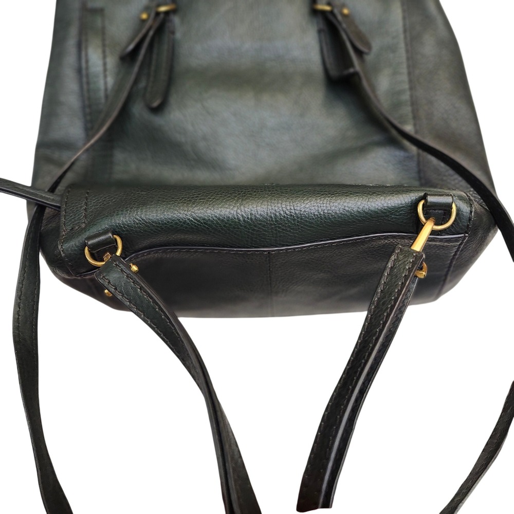 Fossil Camilla Convertible Backpack Tote Dark Green Pebbled Leather Boho Key - Picture 2 of 14